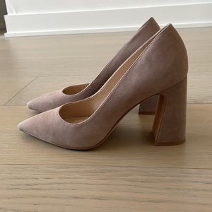 Vince Camuto Taupe Suede Block Heel